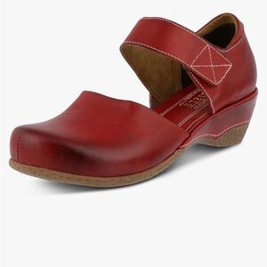 Women’s Red Leather Mary Jane Clog